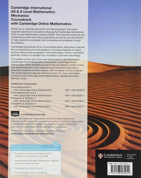 Cambridge International AS & A Level Mathematics Mechanics Coursebook with Cambridge Online Mathematics (2 Years) - Jan Dangerfield,Stuart Haring - 2