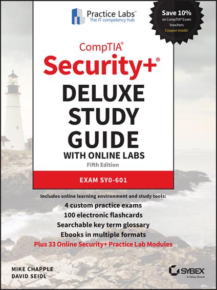 CompTIA Security+ Deluxe Study Guide with Online Labs: Exam SY0-601 - Mike Chapple,David Seidl - cover