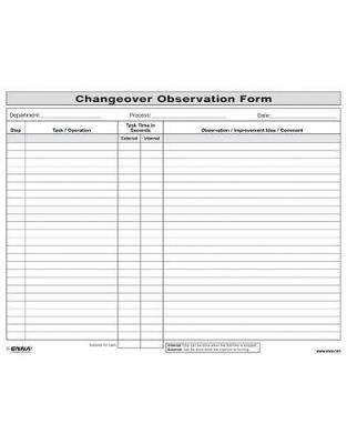 Quick Changeover: Observation Form: Observation Form - Enna - cover