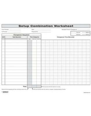 Quick Changeover: Setup Combination Worksheet: Setup Combination Worksheet - Enna - cover