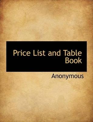Price List and Table Book - Anonymous - cover