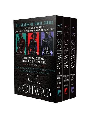 Shades of Magic Trilogy Boxed Set: A Darker Shade of Magic, a Gathering of Shadows, a Conjuring of Light - V E Schwab - cover