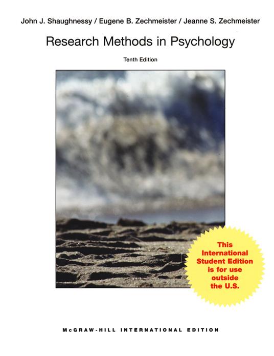 Research Methods in Psychology (Int'l Ed) - John Shaughnessy,Eugene Zechmeister,Jeanne Zechmeister - cover
