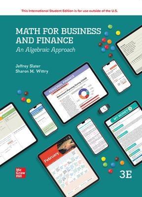 Math For Business And Finance: An Algebraic Approach ISE - Jeffrey Slater,Sharon Wittry - cover