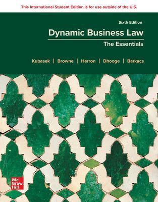 Dynamic Business Law: The Essentials ISE - Nancy Kubasek,M. Neil Browne,Daniel Herron - cover