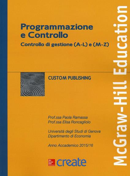 Programmazione e controllo. Controllo di gestione (A-L) e (M-Z) - copertina