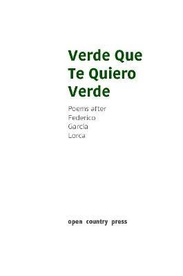 Verde Que Te Quiero Verde: Poems After Federico Garcia Lorca - Natalie Peeterse - cover
