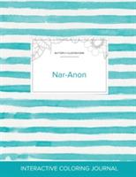 Adult Coloring Journal: Nar-Anon (Butterfly Illustrations, Turquoise Stripes) - Courtney Wegner - cover