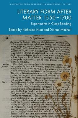 Literary Form After Matter 1550–1700: Experiments in Close Reading - cover