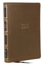 NKJV, Compact Center-Column Reference Bible, Brown Leathersoft, Red Letter, Comfort Print (Thumb Indexed)