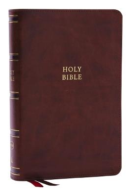 NKJV, Single-Column Reference Bible, Verse-by-verse, Brown Leathersoft, Red Letter, Comfort Print (Thumb Indexed) - Thomas Nelson - cover