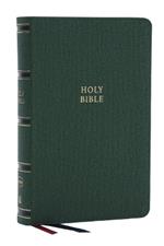 NKJV, Single-Column Reference Bible, Verse-by-verse, Green Leathersoft, Red Letter, Comfort Print (Thumb Indexed)