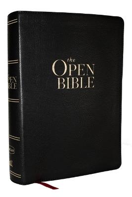 The Open Bible: Read and Discover the Bible for Yourself (NKJV, Black Leathersoft, Red Letter, Comfort Print) - Thomas Nelson - cover