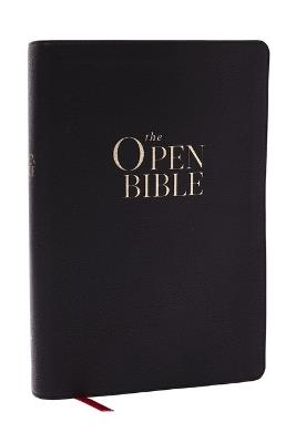 The Open Bible: Read and Discover the Bible for Yourself (NKJV, Black Leathersoft, Red Letter, Comfort Print, Thumb Indexed) - Thomas Nelson - cover