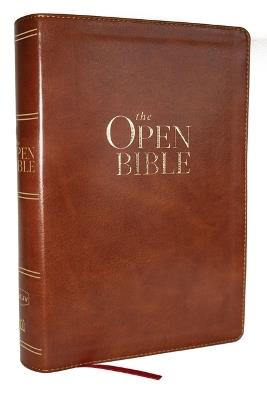 The Open Bible: Read and Discover the Bible for Yourself (NKJV Brown Leathersoft, Red Letter, Comfort Print) - Thomas Nelson - cover