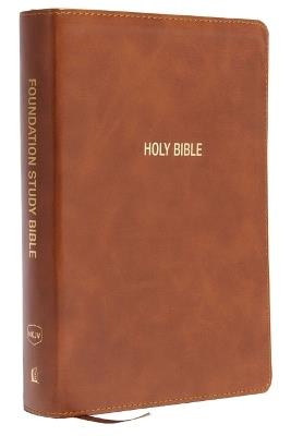 NKJV Foundation Study Bible, Wide-Margin, Brown Leathersoft, Red Letter - Thomas Nelson - cover