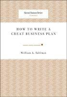 How to Write a Great Business Plan - William A. Sahlman - cover