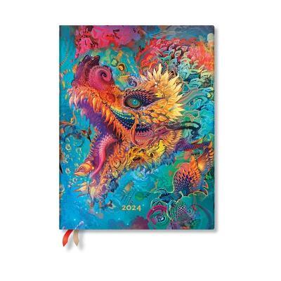 Agenda Paperblanks 2024, Drago Infuocato, giornaliera, 12 Mesi Flexis, Ultra, Collezione Android Jones