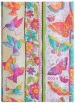 Agenda Paperblanks 2024, 12 mesi, Midi, giornaliera, Creazioni Giocose, Farfalle e Colibrì - 13 x 18 cm