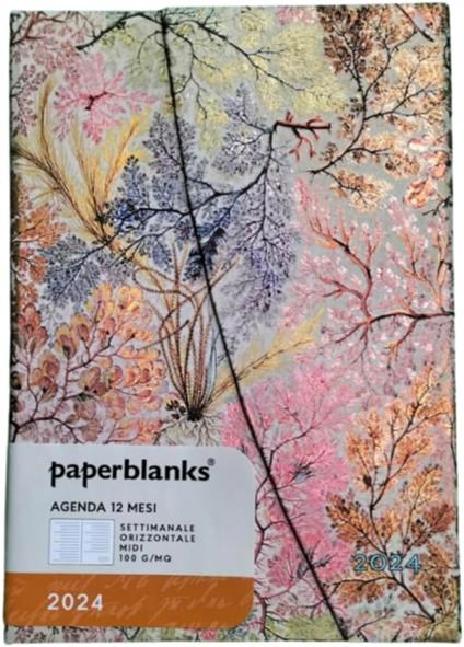 Agenda Paperblanks 2024, 12 mesi, Midi, Orizzontale, William Kilburn, Anemone - 13 x 18 cm