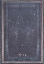 Agenda Paperblanks 2024, 12 mesi, Midi, Verticale, Collezione Antica Pelle, Macchia d'Inchiostro - 13 x 18 cm