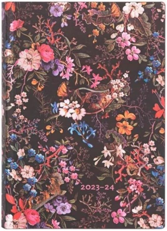 Agenda Paperblanks 2024, 12 mesi Flexis, Midi, giornaliera, William Kilburn, Floralia - 12,5 x 17,5 cm