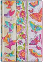 Agenda Paperblanks 2023-2024, 13 mesi Flexis, Mini, giornaliera, Creazioni Giocose, Farfalle e Colibrì - 9,5 x 14 cm