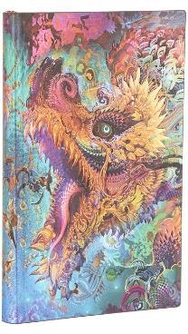 Agenda diario con chiusura a Fascia Elastica, Collezione Android Jones, Drago Infuocato, pagine a puntini DOT