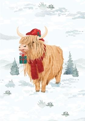 Festive Highland Cow Small Boxed Holiday Cards (20 Cards, 21 Self-Sealing Envelopes) - cover