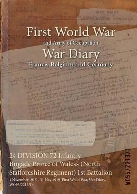 24 DIVISION 72 Infantry Brigade Prince of Wales's (North Staffordshire Regiment) 1st Battalion: 1 November 1915 - 31 May 1919 (First World War, War Diary, WO95/2213/1) - cover