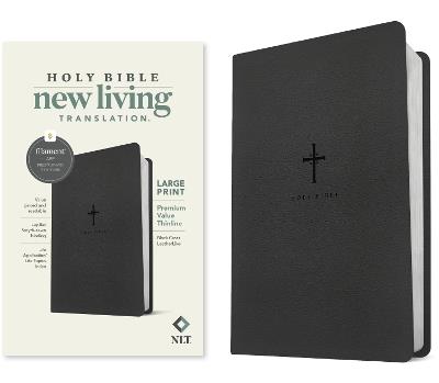 NLT Large Print Premium Value Thinline Bible, Filament Enabled (Leatherlike, Black Cross) - Tyndale - cover