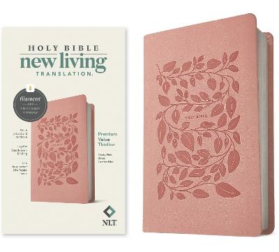 NLT Premium Value Thinline Bible, Filament-Enabled Edition (Leatherlike, Dusty Pink Vines) - Tyndale - cover