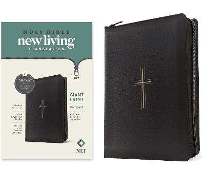 NLT Compact Giant Print Zipper Bible, Filament-Enabled Edition (Leatherlike, Black Cross, Red Letter) - Tyndale - cover
