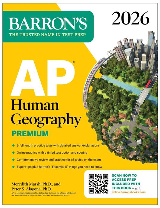 AP Human Geography Premium, 2026: Prep Book with 6 Practice Tests+ Comprehensive Review + Online Practice