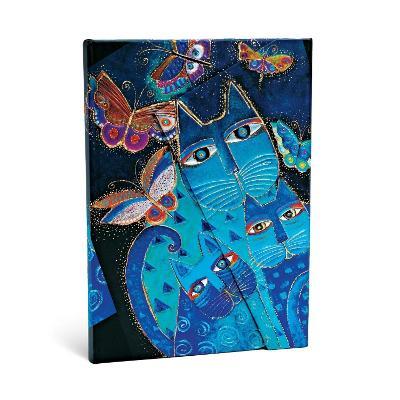 Taccuino notebook Paperblanks Gatti blu e farfalle midi a righe