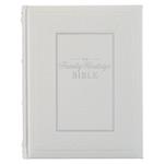 NLT Family Heritage Bible, Large Print Family Devotional Bible for Study, New Living Translation Holy Bible Faux Leather Hardcover, Additional Interactive Content, White