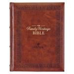 NLT Family Heritage Bible, Large Print Family Devotional Bible for Study, New Living Translation Holy Bible Faux Leather Hardcover, Additional Interactive Content, Brown