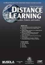 Distance Learning - Volume 15: Issue 4, 2018