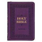 KJV Holy Bible, Compact Faux Leather Red Letter Edition - Ribbon Marker, King James Version, Purple, Zipper Closure