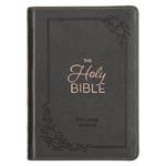 KJV Holy Bible, Compact Large Print Faux Leather Red Letter Edition - Ribbon Marker, King James Version, Gray