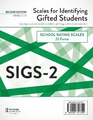 Scales for Identifying Gifted Students (SIGS-2): School Rating Scale Forms (25 Forms) - Gail R. Ryser,Kathleen McConnell,Laila Y. Sanguras - cover
