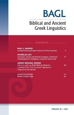Biblical and Ancient Greek Linguistics, Volume 10 - cover