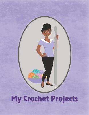 My Crochet Projects: Modern Crochet Lady With Dark Brown Skin Tone on Purple Background Glossy Finish