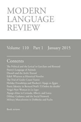 Modern Language Review (110: 1) January 2015 - cover