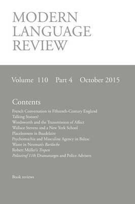 Modern Language Review (110: 4) October 2015 - cover