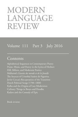 Modern Language Review (111: 3) July 2016 - cover