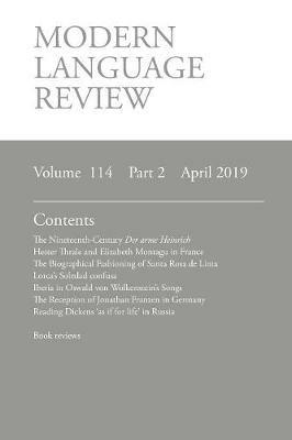 Modern Language Review (114: 2) April 2019 - cover