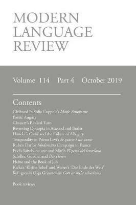 Modern Language Review (114: 4) October 2019 - cover