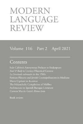Modern Language Review (116: 2) April 2021 - cover