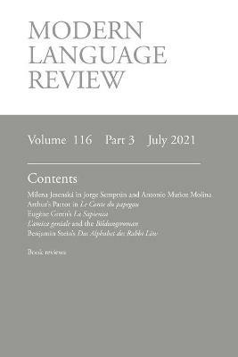Modern Language Review (116: 3) July 2021 - cover